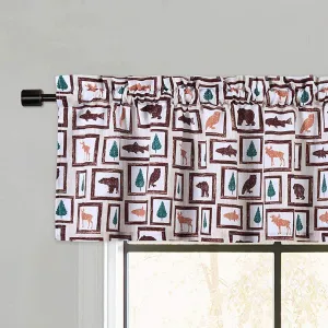 Valance Curtains for Kitchen Windows, Animlas Farmhouse Home Decor Kitchen Window Valances for Cafe Bathroom, Animals, 55x15 Inch