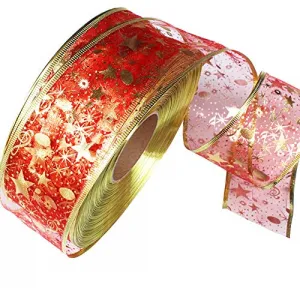 - Cinta de Bronce para decoración de árbol de Navidad (2 m), Color Rojo