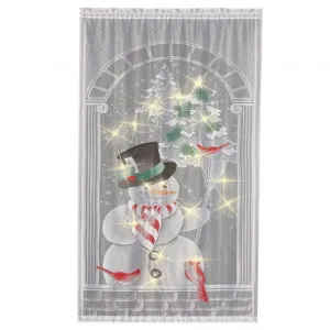 - Cortina de Navidad con diseño de muñeco de Nieve, 40 x 84 Pulgadas, con Luces LED, decoración navideña (sin batería), Color Pattern (Including 17led String Lights)