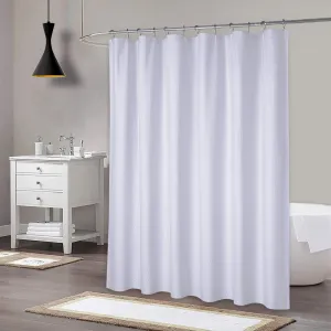 Shower Curtain, Soft Microfiber Fabric Shower Curtain or Liner for Bathroom, Decorative Embossed Pattern, Water Repellent, White, 72x72 Inches