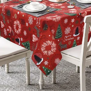 Christmas Tablecloth, Christmas Table Cloths, Farmhouse Xmas Table Covers for Kitchen Dining Room Banquet Christmas Table Decor