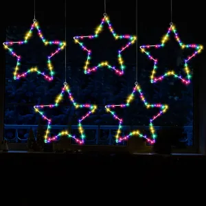 Christmas Window Star Lights 5 Pack Christmas Decorations Light 8 Lighting Modes with 38.4 Inches Power Cord and Remote Timer for Xmas Party Indoor Outdoor Decor(Multi-Color)