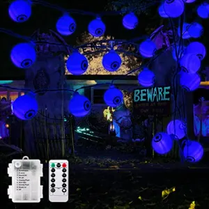 Halloween Solar String Lights, 21.3 Ft 30 LED Milky White Ghost LED Lights IP65 Waterproof for Halloween Outdoor Indoor Party Decor, Patio, Lawn, Garden, Yard