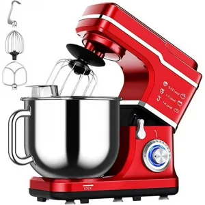 7.5 QT Professional Electric Stand Mixer - 660W 10-Speed Kitchen Mixer with Stainless Steel Bowl, LED Light, and Dishwasher-Safe Accessories - Red