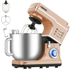 Stand Mixer, 7.5QT Capacity 10 speed Settings Electric Kitchen Mixer For Baking 660 W Food Mixer With Dough Hook, Beater And Splash Guard Champagne Gold