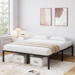 16 Inch Queen Bed Frame No Box Spring Needed, Heavy Duty Metal Platform Bed Frame Queen Size for Bedroom Easy Assembly, Noise Free, Black, Queen