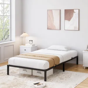 10 Inch Twin Bed Frame No Box Spring Needed, Heavy Duty Metal Platform Bed Frame Twin Size for Bedroom Easy Assembly, Noise Free, Black, Twin