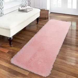 Fluffy & Sheepskin Light Pink 2x8 Runner Fuzzy Rug, Plush Soft Carpet for Living Room Bedroom Dining Decor