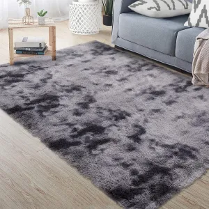 Fluffy & Sheepskin Dark Grey 6'-Square Area Rug for Bedroom Plush Rug Non-Slip Carpet Shaggy Rug for Living Room Bedroom Dining Room Kitchen Office Nursery Bedroom Decor