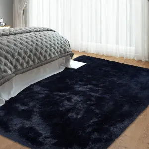 Fluffy & Sheepskin Pure Navy Blue 10x13 Extra Large Plush Shaggy Rug, Non-Slip Non-Shedding Faux Fur for Living Room Bedroom Kids Nursery