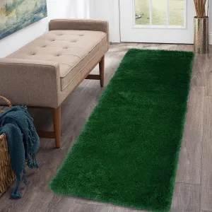 Fluffy & Sheepskin Dark Green 2x8 Runner Solid Shag Rug Soft Plush Area Rug for Bedroom Aesthetic Living Room Rugs Non Shedding Office Rug Neutral Nursery Rug Fluffy Furry Indoor Throw Rugs Farmhouse Rug Green