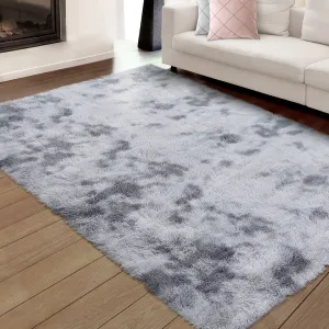 Fluffy & Sheepskin Light Grey 6x9 Abstract Faux Fur Shag Rug, Non-Slip Plush for Bedroom Home Decor Nursery