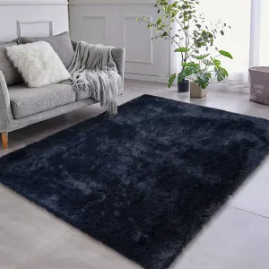 Fluffy & Sheepskin Pure Navy Blue 6x9 Plush Shag Rug, Soft Fuzzy Non-Slip for Bedroom Nursery Kids Playroom Dining Decor