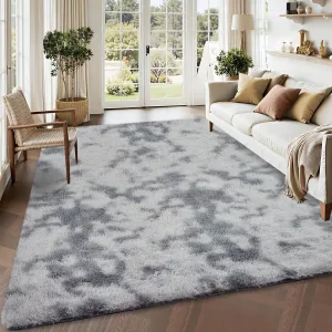 Fluffy & Sheepskin Light Grey 2.6x4.9 Area Rug for Bedroom Plush Rug Non-Slip Carpet Shaggy Rug for Living Room Bedroom Dining Room Kitchen Office Nursery Bedroom Decor,Grey