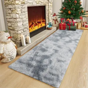 Fluffy & Sheepskin Light Grey 2x6 Runner Fuzzy Plush Rug, Non-Slip Shaggy for Hallway Kitchen Living Room Bedroom