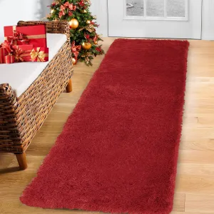 Fluffy & Sheepskin Red 2x6 Runner Rugs Fluffy Rug for Bedroom, Shag Furry Area Rug Carpet Non Shedding Plush Hallway Runner Rug Fuzzy Accent Rug for Kitchen Entryway Decoration