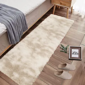 Fluffy & Sheepskin Light Coffee 2x6 Runner Fuzzy Plush Rug, Non-Slip Shaggy for Hallway Kitchen Living Room Bedroom