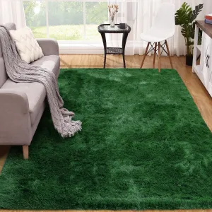 Fluffy & Sheepskin Dark Green 5x8 Rug Solid Shag Rug Soft Plush Area Rug for Bedroom Aesthetic Living Room Rugs Non Shedding Office Rug Neutral Nursery Rug Fluffy Furry Indoor Throw Rugs Farmhouse Rug
