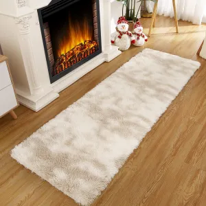 Fluffy & Sheepskin Light Coffee 2x8 Faux Fur Rug, Non-Shedding Anti-Slip Plush for Kids Playroom Classroom Dining