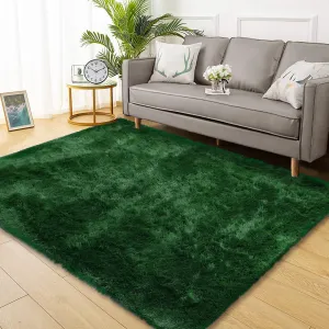 Fluffy & Sheepskin Dark Green 9x12 Shaggy Area Rug - Plush, Non-Slip, Polyester - Soft, Durable, Dark Green - Living Room, Bedroom, Nursery