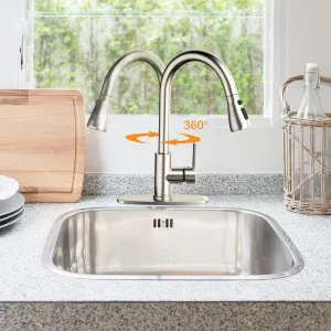 Kitchen Faucet, Modern Kitchen Sink Faucet with Pull-Down Sprayer, Single Handle Stainless Steel Sink Faucet for Kitchen Sink Brushed Nickel