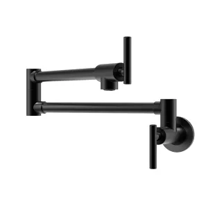 Pot Filler Faucet, Wall Mount Lead-Free Brass Pot Filler Kitchen Faucet with cUPC Certified, Folding Stretchable Kitchen Faucet with Double Joint Swing Arms, Single Hole - Matte Black