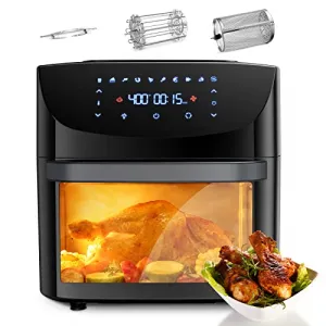 Air Fryer Toaster Oven 20QT 10-in-1 Digital Convection + Rotisserie + Dehydrator + 7 Accessories + 1800W + LED Screen + Countertop Cooking