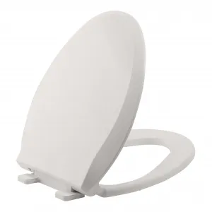 Durable Elongated Toilet Seat with Slow Soft Close - Easy to Install and Clean, Never Loosens - White, Fits Most Elongated Toilets Biscuit