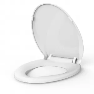 Toilet Seat, Elongated Toilet Seat with Slow Soft Close, Durable Toilet Seat Elongated, Never Loosens, Easy Clean and Install, White Toilet Seat Fit for Elongated Toilets