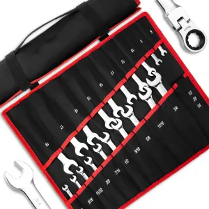 20-Piece Ratcheting Combination Wrench Set, Fixed Head &72 Teeth, SAE 1/4-3/4"& Metric 6-19mm, Chrome Vanadium Steel with Storage Bag