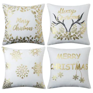 Christmas Decorative Throw Pillow Covers Set of 4 Cushion Case 20x20 Inch Square Cushion Case Set forCouch Sofa Bed Bedroom Car Living Room, Velvet