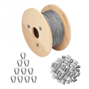 400FT 1/8" T316 Steel Cable Rope, 7x7 Core for Durability