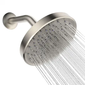 Shower Head High Pressure Rain Shower Heads with 360 Adjustable Angles, Anti-Clogging Silicone Nozzles, Luxury Bathroom Showerheads Waterfall Showerhead(Chrome, 6 Inch Round,2.5 GPM) - Brushed Nickel