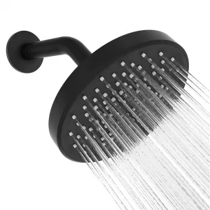 Shower Head High Pressure Rain Shower Heads with 360 Adjustable Angles, Anti-Clogging Silicone Nozzles, Luxury Bathroom Showerheads Waterfall Showerhead(Chrome, 6 Inch Round,2.5 GPM) - Matte Black
