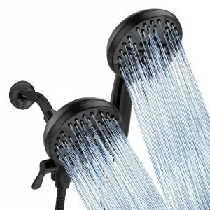 24-Setting High Pressure 3-Way Shower Head Combo, Hand Held Shower & Rain Shower Separately or Together, 5" Dual 2 in 1 Showerhead with Stainless Steel Hose
