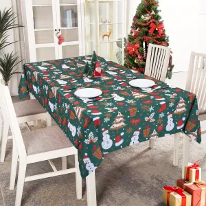 Christmas Table Clothes for Rectangle Tables Indoor Outdoor Table Covers Waterproof Snowman Decorative Table Cloth for Party Dining Banquet Home (Hunter Green, 52 x 52 inch)