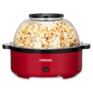 Popcorn Popper Machine, 4 Quarts Electric Popcorn Maker with Nonstick Plate, Stirring Rod, Serving Bowl Lid And Two Measuring Spoons, Quick Heating, Electric Hot Oil Popcorn Popper for Home Party, Red
