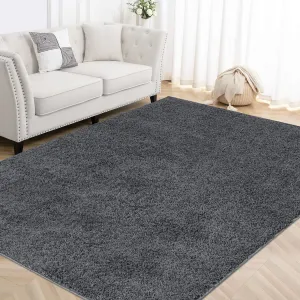 Area Rug for Living Room, Non-Slip Shag Area Rug Plush Solid Carpet Shaggy Rug Non-Shedding Area Rug for Bedroom Office Entryway (5' x 8', Dark Gray)