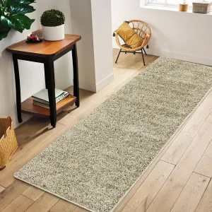 Modern Area Rug Runner 2x8 Soft Shag Hallway Runner Soft Shaggy Bedside Kitchen Runner Plush Thick Carpet Non Slip Non Shedding Home Decor Mat for Entryway Living Room Nursery Solid Rugs,Natural