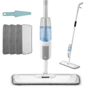 Spray Mop for Floor Cleaning, 360Rotatable Mop with 4 Washable Pads, Refillable Spray Bottle and 1 Scraper, Flat Mop for Home Kitchen Hardwood Laminate Wood Ceramic Floor Cleaning,White