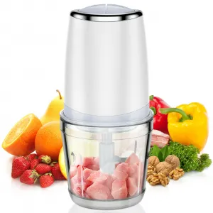 5000RPM Compact Food Processor, 300W, 2.5 Cup Glass Bowl, Electric Chopper, 4-Wing Stainless Steel Blades