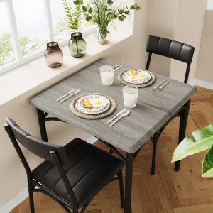 Dining Table Set for 4 with Wine Rack + Rectangular + Solid Steel Frame + Waterproof Coating + Space-Saving Design + Easy Assembly + Small Spaces, Apartments