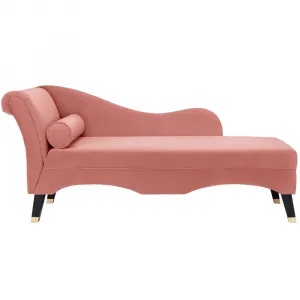 Chaise Lounge Indoor, Velvet Lounge Chair Lounge with Solid Wood Legs, Recliner Lounge Chair Sofa for Living Room Bedroom (Pink 2)