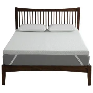 3-Inch Mattress Topper Queen Size, Medium Firm Memory Foam Mattress Topper with Bamboo Cover, 2-Layer Bed Topper White