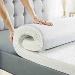 Twin Mattress Topper Memory Foam 2-Inch, Dual-Layer Bed Topper with Breathable Removable Cover, Medium Firm Foam Mattress Pad