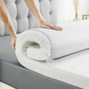 Full Mattress Topper 3-Inch, Dual-Layer Memory Foam Bed Topper with Breathable Removable Cover, Medium Firm Foam Mattress Pad White