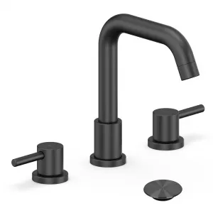 Bathroom Faucets for Sink 3 Hole - Chrome Bathroom Faucet with Pop-up Drain, 8 Inch Widespread Bathroom Sink Faucet 2-Handles, Modern Vanity Faucet with Supply Lines - 7-Matte Black