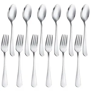 12 Pcs Tableware Forks and Spoons Silverware Set, Food Grade Stainless Steel Flatware Cutlery Set for Home,Kitchen and Restaurant, Mirror Polished, Dishwasher Safe