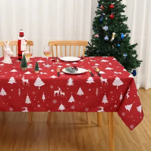 Christmas Table Cloth Rectangle 60x102 Inch, Waterproof Holiday Xmas Deer Tree Kitchen Farmhouse Christmas Table Decorations for Home Dining Party, Oblong Table Cloth for Indoor Outdoor
