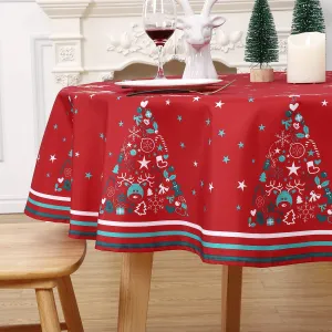 Christmas Decoration Rectangle Christmas Tablecloth Xmas Table Cloth Waterproof and Washable Holiday Decorative Table Cover for Outdoor, Indoor Party Kitchen Dining Room, 60 x 120 Inch, 180GSM